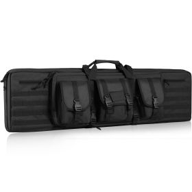 VEVOR Rifle Bag, 36 inch Tactical Double Long Gun Bag, Soft Rifle Case with Lockable Zipper, Portable Handle & Shoulder Strap (Color: Black, size: 36 inch)