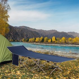 Folding Camping Cots for Adults with Carry Bags, Side Pockets, Outdoor Portable Sleeping Bed for Travel Camp Vocation, Blue (Color: General)